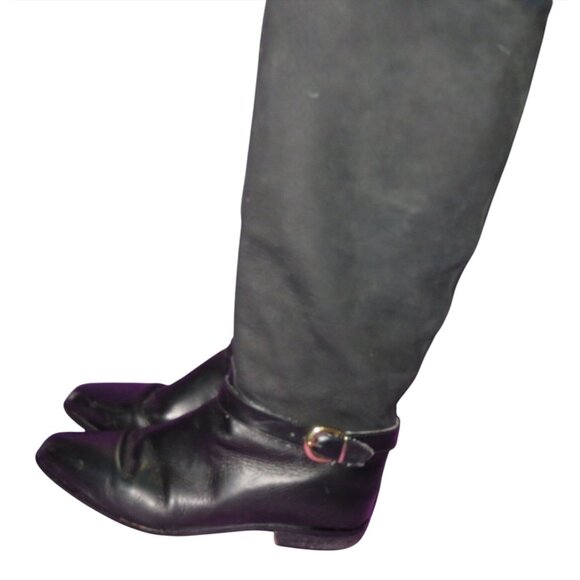 Made In Italy Black Italian leather & Suede Knee High Equestrian Boots 8 wide - Picture 1 of 6